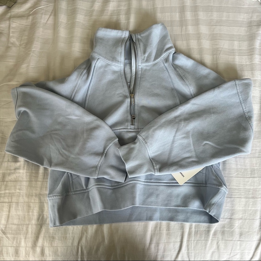 NWT lululemon blue linen oversized scuba funnel neck